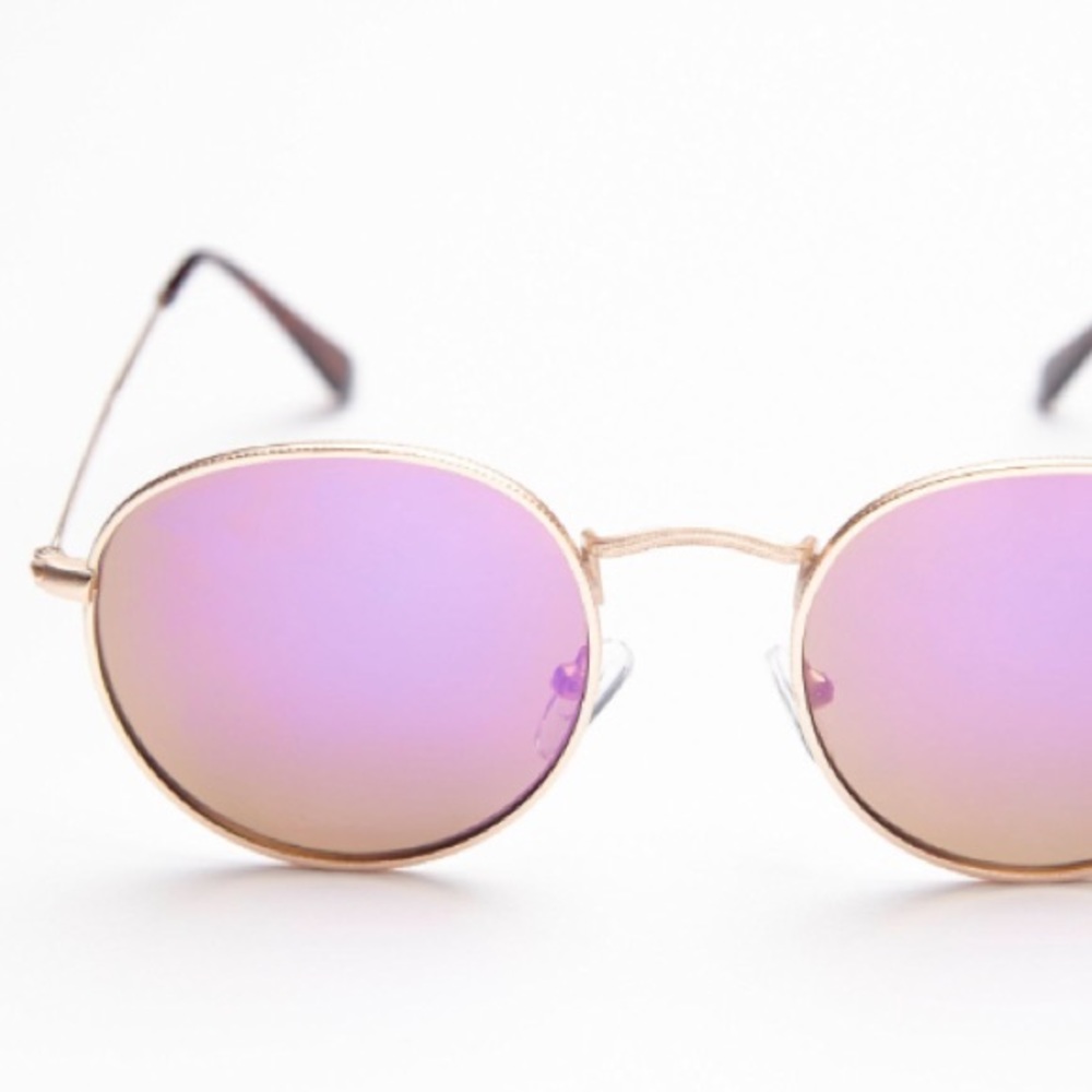 Far Out Round SUNGLASSES Orchid Gold Purple Mirror - Picture 6 of 7